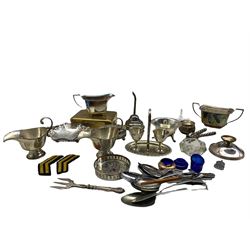 Plated wine funnel, pair of sauce boats and other plated items