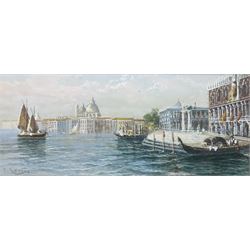 Y Gianni (Italian Early 20th century): Grand Canal Venice, watercolour and gouache signed 42cm x 18cm