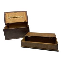 Stained pine box and a vintage oak two division cutlery box