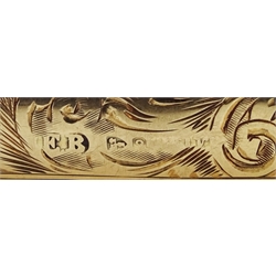 9ct gold pencil holder, engraved leaf and initialled decoration by E Baker & Son, Chester 1921 and a 9ct gold vesta case, with engraved initial by Henry Matthews, Birmingham 1896, approx 19.7gm