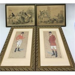 After John 'HB' Doyle (British 1797-1868): ''Twa Quarrelsome Dogs' no. 797, depicting Lord Brougham and the the Duke of Wellington as anthropomorphic dogs fighting together with five more political comic lithographs after the artist and two more 19th century prints, max 26cm x 32cm (8)