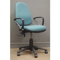 Office swivel arm chair, five supports on castors