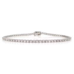 White gold diamond line bracelet, stamped 18K, total diamond weight 2.70 carat