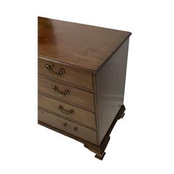 19th century mahogany chest, the rectangular top and moulded edge over two short and three long mahogany lined graduated drawers, raised on ogee supports 