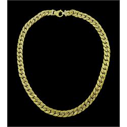18ct yellow and white gold fancy flattened curb link necklace, stamped 750