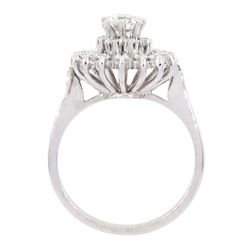 Platinum round brilliant cut diamond cluster ring, stamped Plat, total diamond weight approx 0.70 carat