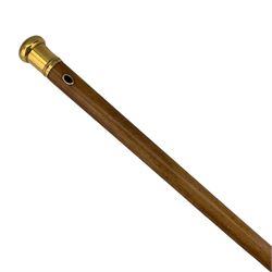 Early 19th century malacca walking cane with silver gilt pommel, engraved with the Rotherfield Family Crest and monogram P.A, London 1820, L106cm