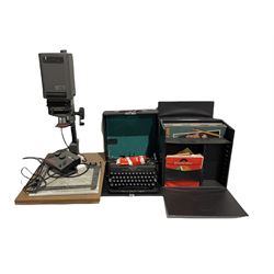 Imperial Model T portable typewriter, Meopta Axomat 5 Standard Enlarger, records etc 