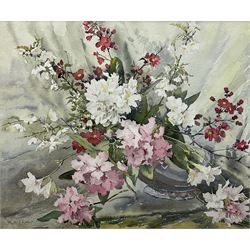 Phyllis Hibbert (British 1903-1971): Still Life of Flowers in a Vase, watercolour signed 49cm x 59cm