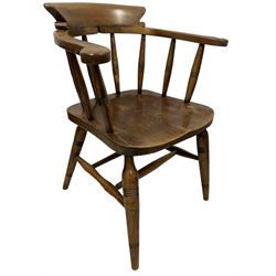 19th century elm and beech smokers bow armchair 