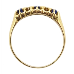 Edwardian 18ct gold five stone sapphire and diamond ring