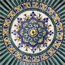 Moroccan polychrome decorated tin glaze bowl, probably 19th century, D34cm 
