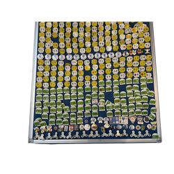 Leeds United football club - approximately five-hundred pin badges including match badges, player badges, service crew etc, on board