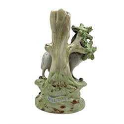 19th century Walton pearlware spill vase with a ewe and lamb with signature to reverse H16cm 