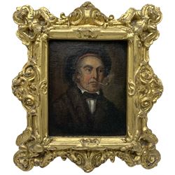 James Etty (British 18th-19th century): Portrait of William Etty (RA British 1787-1849), oil on board signed on the frame, inscribed verso 'Etty, Painted by James Etty 1841', housed in original frame 14cm x 11.5cm
Notes: Artist James Etty was a younger brother of William's who unfortunately little is known about, this is one of a handful of portraits of William Etty painted in his lifetime, particularly in his later years.
