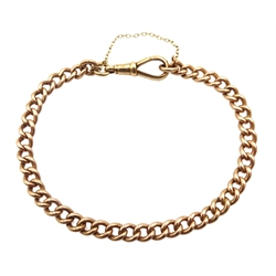 Gold curb link chain bracelet with clip, each link stamped 9 375, approx 16.25gm 