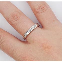 18ct white gold baguette cut diamond half eternity ring, stamped 750, total diamond weight approx 0.40 carat