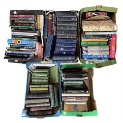 Number of antiques reference books, price guides and other books in five boxes