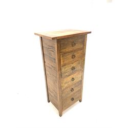 Barker & Stonehouse Santa Fe hardwood pedestal chest fitted with six drawers,  W72cm, H147cm, D50cm