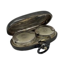 Edwardian silver sovereign and half sovereign case engraved with initials Birmingham 1905 Maker Albert Jackson