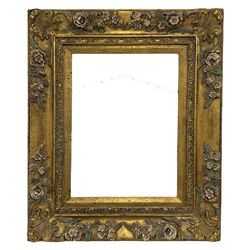 Gilt picture frame moulded with shells and flower heads, aperture 39cm x 29cm