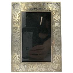 Tiffany & Co Sterling 925 silver photograph frame engraved with flowers and leaves, aperture size 12.5cm x 7.5cm 