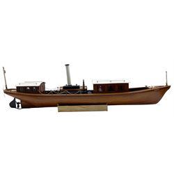 Miranda live steam model launch with boiler and marine engine with wood hull and decking. Featuring period interior scenes L110cm