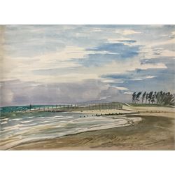 Frederick George Austin (British 1902-1990): Coastal Landscape with Groynes, watercolour signed 27cm x 38cm (unframed)
Provenance: direct from the granddaughter of the artist