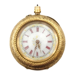 Continental gold ladies pocket watch, stamped 14K