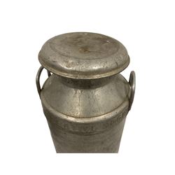Ilkeston Cooperative - aluminium milk churn with twin handles, Grundy Teddington lid