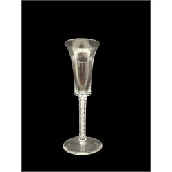 Georgian style wine glass, the waisted bucket bowl on double series opaque twist stem and conical foot, H20cm 