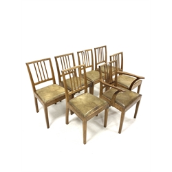 Set of 7 (6+1) 'Acornman' dining chairs, with drop in upholstered seat pads raised on square tapered front supports, (W55cm)