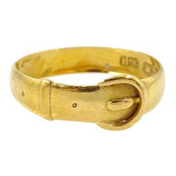 Victorian 22ct gold buckle ring, makers mark H.A (possibly Henry Hyde Aston), Birmingham 1897