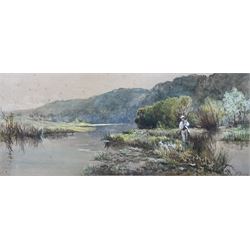 John Talbot Adams (British 19th/20th Century): The Fisherman's Son, watercolour heightened with white signed 21cm x 50cm