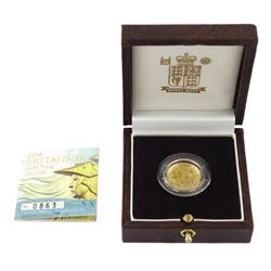 Queen Elizabeth II 2006 gold proof one tenth ounce Britannia coin, cased with certificate