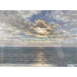 George Gordon Byron Cooper (Manchester 1850-1933): 'Moonshine at Sea', oil on board signed, labelled verso silver medallist at royal institute exhibitor ARA 25cm x 35cm