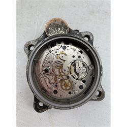 WWII Luftwaffe Junghans Borduhr  Cockpit clock, black dial with illuminated hands and seconds ring, rotating bezel, the movement stamped J30BZ and the case 031293, the dial D5cm, a gunsight marked 'Telescope M38 No29187  and a car clock (3)