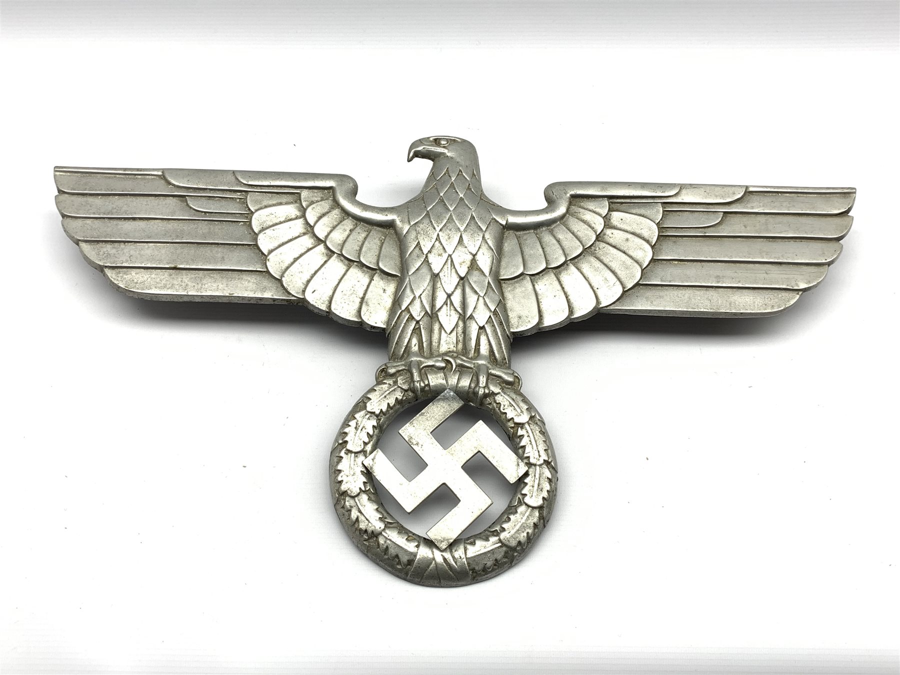 DS Third Reich Nazi Germany cast metal insignia, eagle with spread wings  above wreath, A/F swastika detached, W61cm, H3 - Antiques, Fine Art &  Collectors