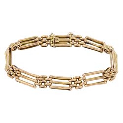Gold three bar gate bracelet, stamped 9ct