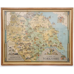 Estra Clark (British 1904-1993): 'A Map of Yorkshire', colour map pub. for 
British Railways 1949, printed Waterlow & Sons Ltd, London & Dunstable, Leeds 95cm x 120cm 
Provenance: the map was given to the vendor by the artist when the pair worked in the artist's studio in Upper Poppleton, York in the 1970s
DDS - Artist's resale rights may apply to this lot 