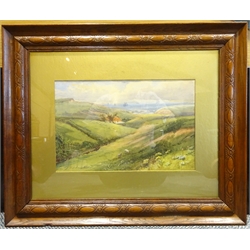 John Wynn Williams (British fl.1900-1920): Sheep Grazing on the Yorkshire Coast, watercolour signed 23cm x 36cm