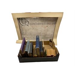 Box of books, 18th century grant of patent and cigarette card album
