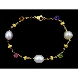 Marco Bicego Paradise 18ct gold multi gemstone and pearl bracelet, hallmarked