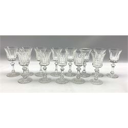Set of thirteen Waterford Innisfail pattern small wine or sherry glasses H15cm