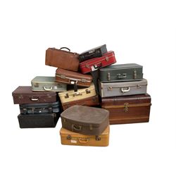 Quantity of suitcases including metal banded trunk (17)