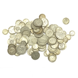 Approximately 800 grams of pre 1947 Great British silver coins including half crowns, florins etc