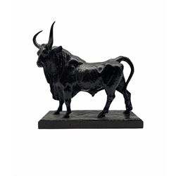 After Jean-Baptiste Clesinger (1814-1883) French bronze model of a bull entitled 'Taureau Romain', Barbedienne foundry, L16.5cm x H17cm 