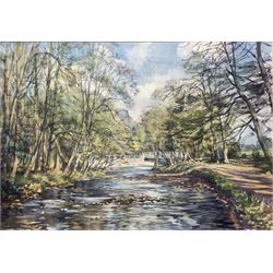 Florence Raingill Walker (British 20th century): River Scene, watercolour signed 26cm x 38cm