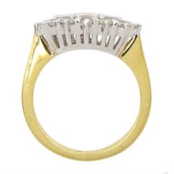 18ct gold baguette and round brilliant cut diamond cluster ring, hallmarked, total diamond weight 0.75 carat
