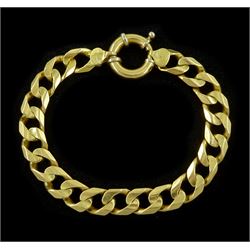 18ct gold flattened curb link bracelet, with barrel clasp, stamped 750